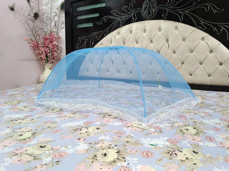 Quaxly Ephemeral Baby Mosquito Net, 0-12 Months, Free Standing, Bottomless Design, with Mesh and Microfiber Covers (Random- Color) - Image 1