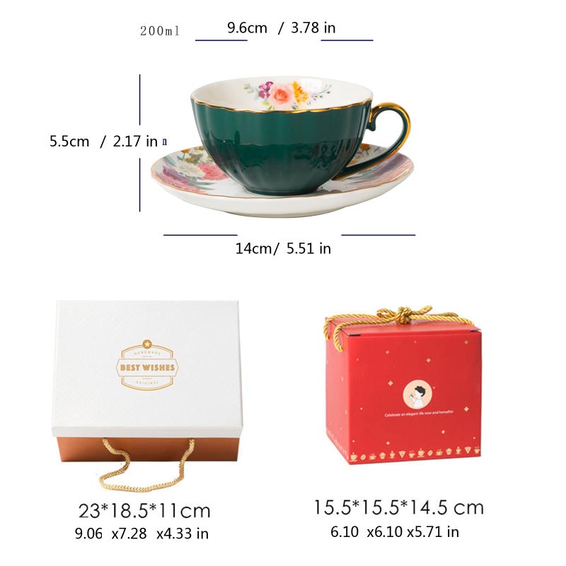 European Bone China Coffee Cup Set With Saucer Light Luxurious Porcelain Color E - Image 4