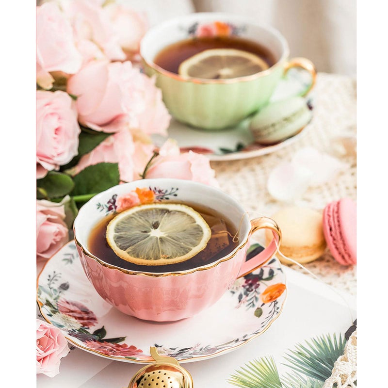 European Bone China Coffee Cup Set With Saucer Light Luxurious Porcelain Color E - Image 3