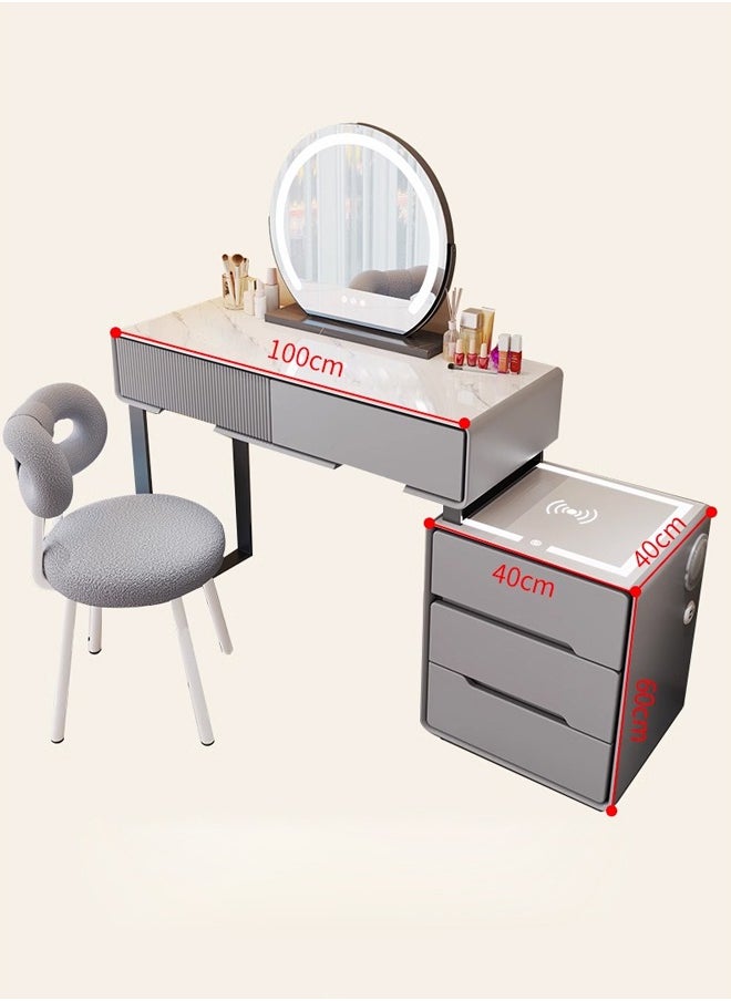 keke Makeup Vanity Table Dressing Table Flip Mirror With Drawers And Chair With BT Speaker ,wireless charger and USB port 120CM  - Image 4