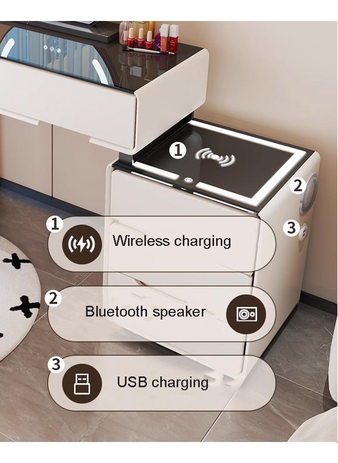 keke Makeup Vanity Table Dressing Table Flip Mirror With Drawers And Chair With BT Speaker ,wireless charger and USB port 120CM  - Image 5
