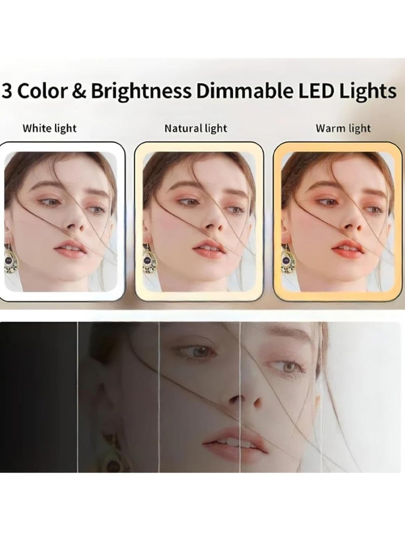 كيلا مرآة زينة ذكية ثلاثية الطي مع 3 أوضاع LED - مستشعر لمس بإضاءة خلفية، ضوء قابل للتعديل، مرآة مستحضرات تجميل مع قاعدة تخزين  - Image 4