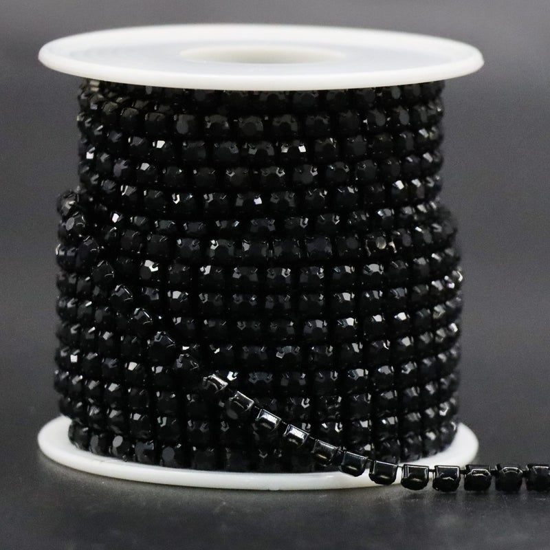 Jerler 10 Yards Crystal Rhinestone Trim SS1840mm Close Chain for Sewing Crafts Ideal Wedding Party DIY Decoration