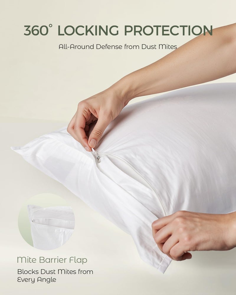 FAUNNA 100% Cotton Pillow Protectors, Bed Bug Proof, Hypoallergenic, Featuring Antimicrobial Product Protection for Enhanced Freshness, - Premium Breathable Zippered Protectors(Standard Size, 4 Pack) - Image 3