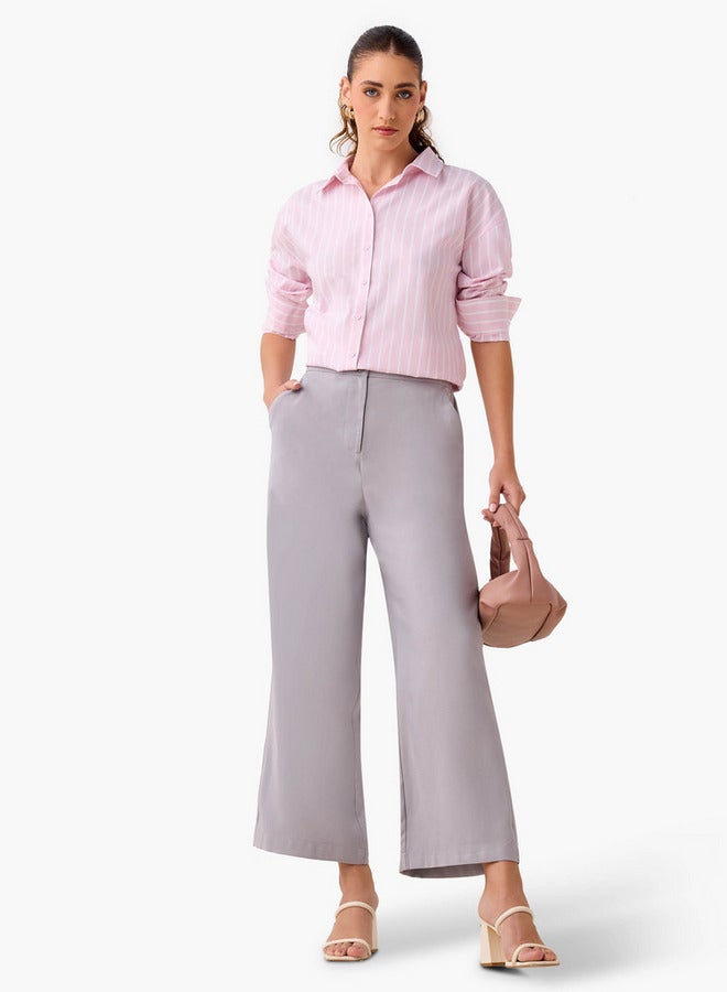 Splash FAV Regular Fit Twill Wide-Leg Trousers with Pockets - Image 2