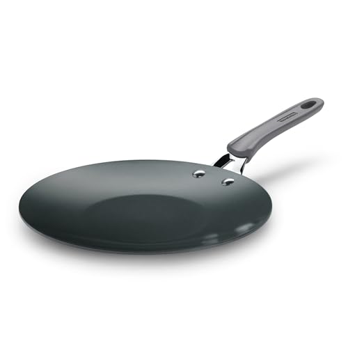 TRAMONTINA Velo 26cm Forged with Ceramic Reinforced Interior Roti Tawa | Concave Tawa | Tawa for Chapati Paratha | Gas/Induction Cookware | Stainless Steel Handle | Silicone Grip | Sea Blue - Image 1