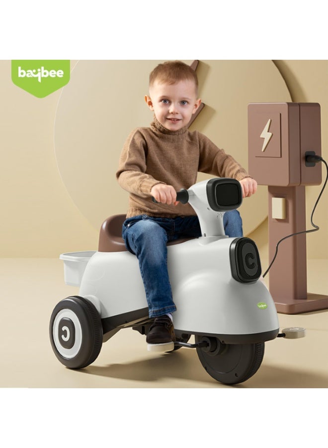 Baybee Battery Operated Ride-On Bike for Kids (White) - Image 3