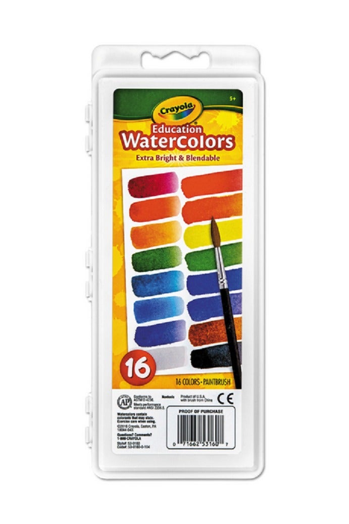 كرايولا مجموعة ألوان مائية تعليمية فائقة السطوع وقابلة للمزج، مكونة من 16 قطعة، متعددة الألوان - Image 1