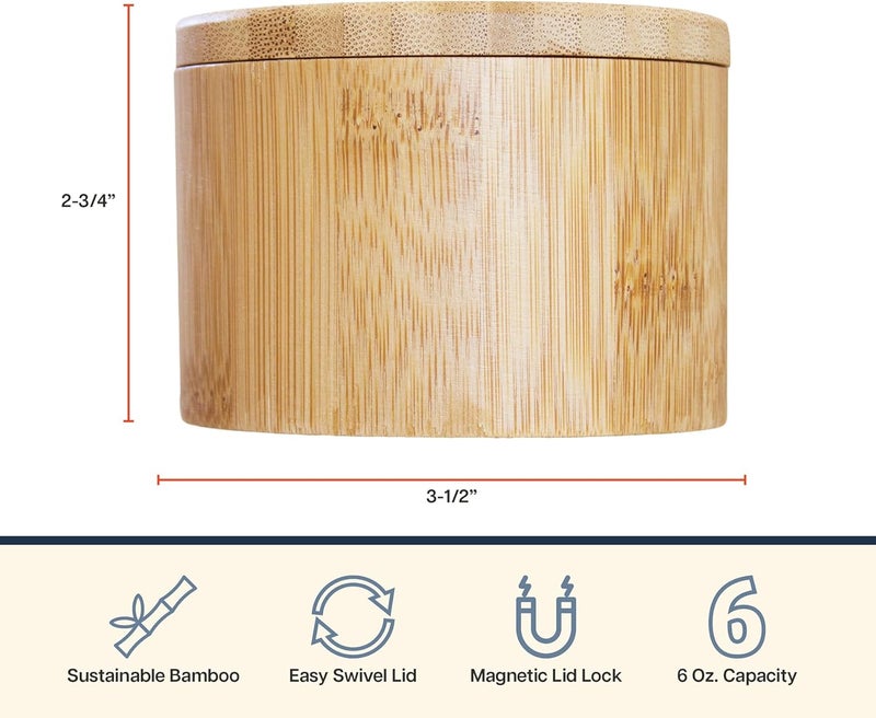 Totally Bamboo وعاء ملح – صندوق ملح خشبي مع غطاء مغناطيسي لتخزين على السطح، سعة 6 أونصات - Image 4