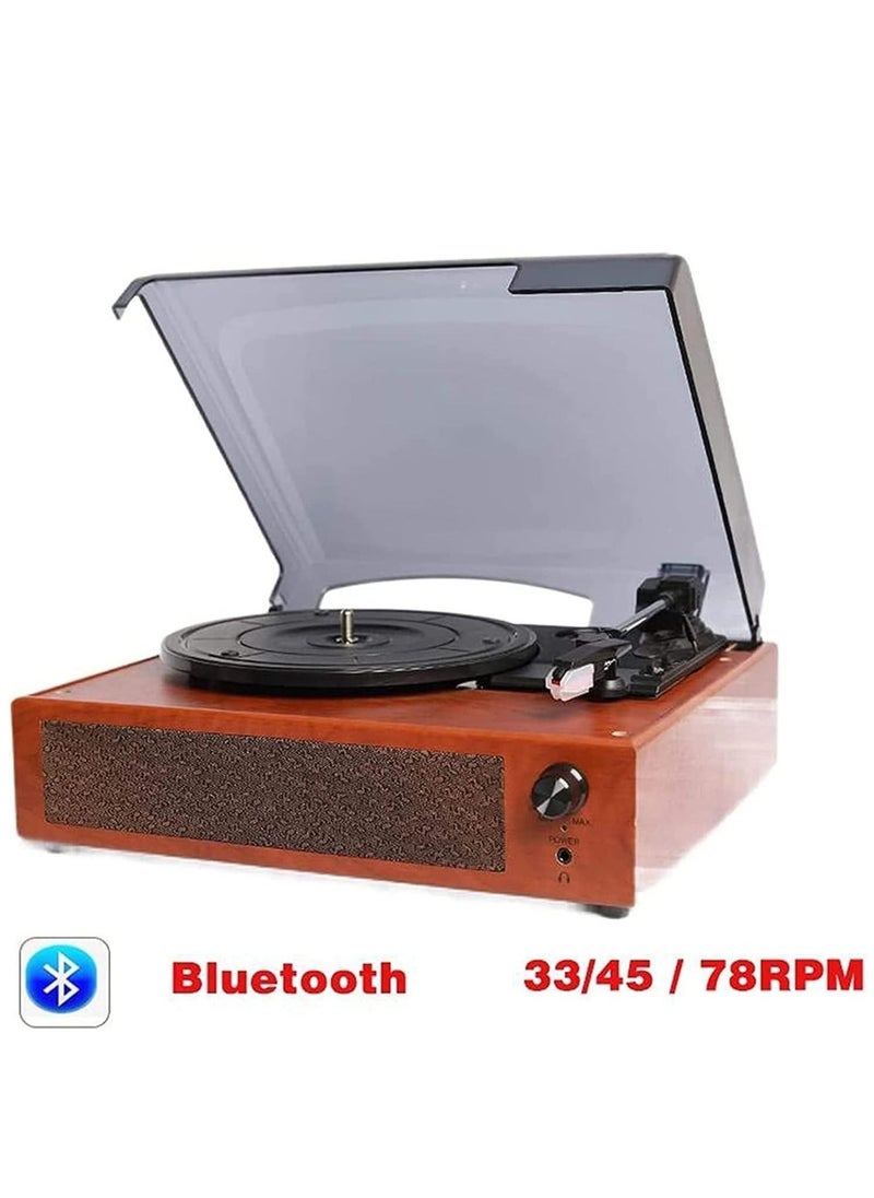 Vinyl Record Player Wireless Turntable with Built-in Speakers and USB Belt-Driven Vintage Phonograph Record Player 3 Speed for Entertainment and Home Decoration