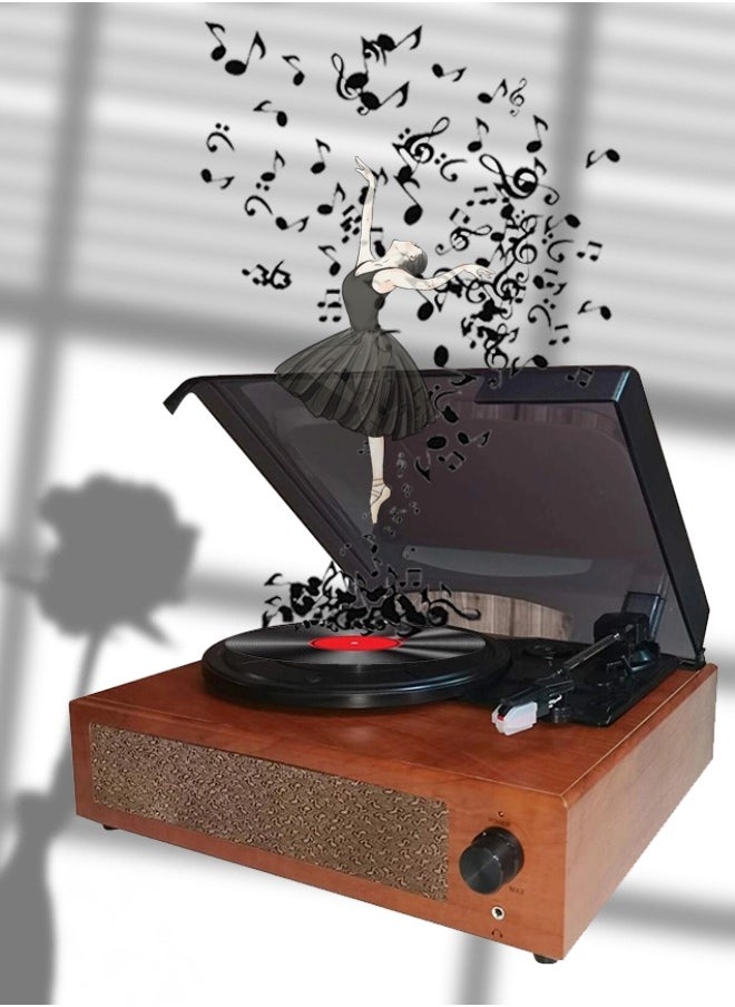 Vinyl Record Player Wireless Turntable with Built-in Speakers and USB Belt-Driven Vintage Phonograph Record Player 3 Speed for Entertainment and Home Decoration