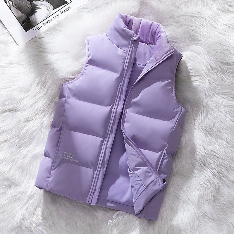 Down Vest Men'S Lightweight Men'S Warm Waistcoat Men'S And Women'S Couple Vest Fashion Stand Collar Sleeveless Coat Men - Image 3