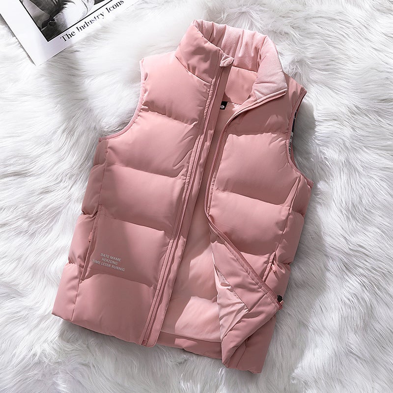 Down Vest Men'S Lightweight Men'S Warm Waistcoat Men'S And Women'S Couple Vest Fashion Stand Collar Sleeveless Coat Men - Image 2