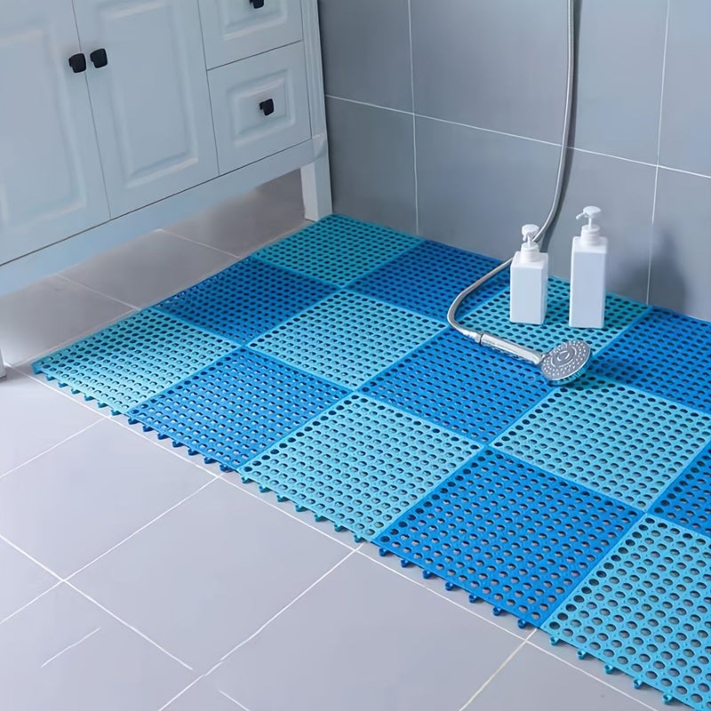 10 Pieces 11.81 Inch X 11.81 Inch White PVC Interlocking Floor Mat Cuttable Drainable Hollow Design For Bathroom Family And Puzzle Mat - Image 5
