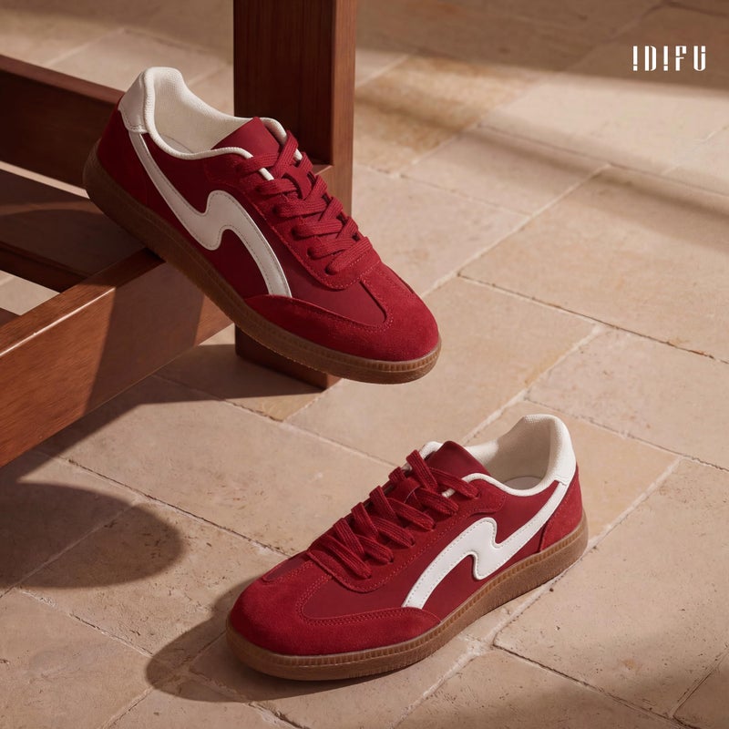 IDIFU Red Sneakers for Women Comfortable Cute Casual Tennis Shoes Non Slip Memory Foam Lightweight Fashion Retro Sneakers(Red, 8) - Image 3