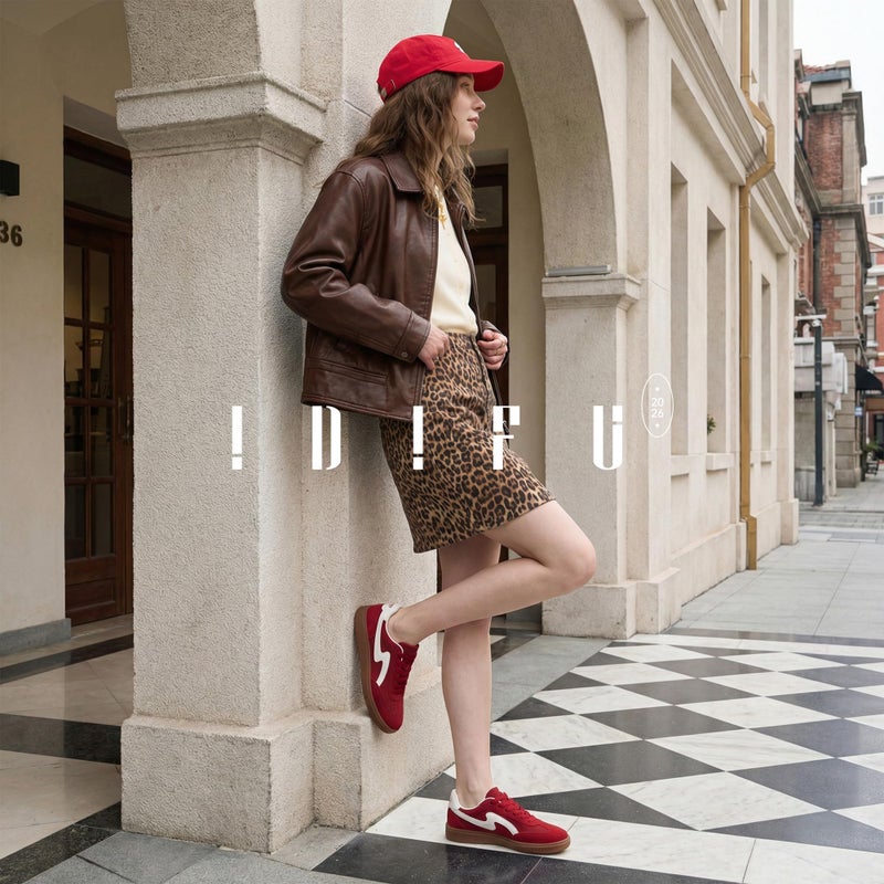 IDIFU Red Sneakers for Women Comfortable Cute Casual Tennis Shoes Non Slip Memory Foam Lightweight Fashion Retro Sneakers(Red, 8) - Image 2