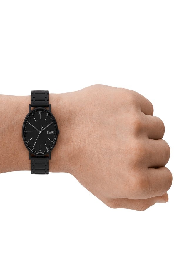 Skagen Men's Signatur Three-Hand Black Stainless Steel Bracelet Watch (Model: SKW6914) - Image 4