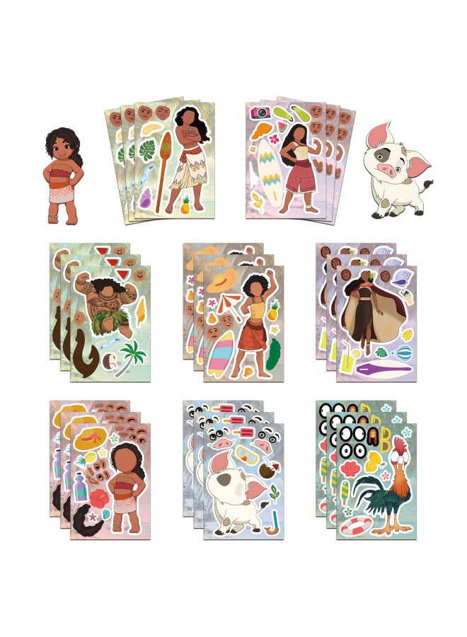 8 Ocean Wonder Moana Face Change Stickers Cartoon Diy Water Cup Children's Toy Puzzle Stickers