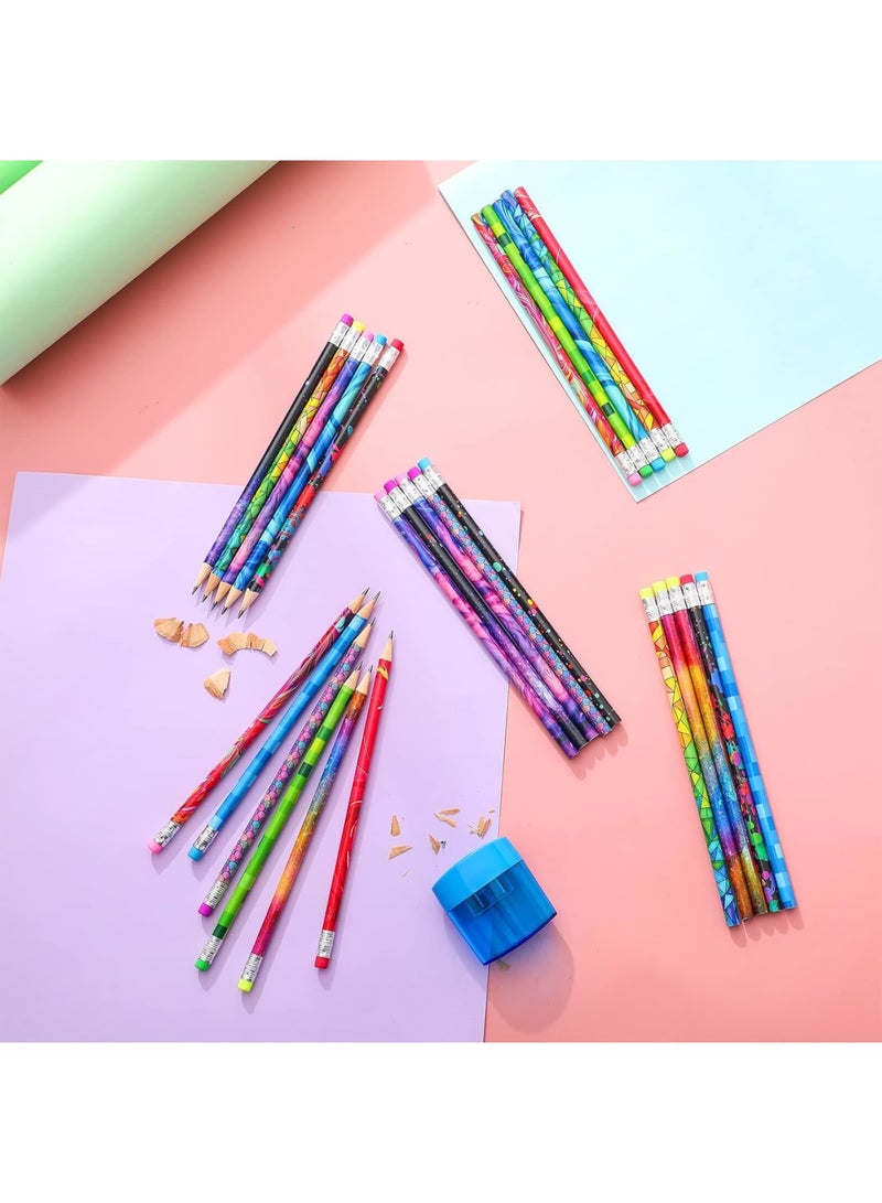 SYOSI Wooden Pencils with Erasers for Kids, Colorful Fun Assortment Pencils for Back to School, Classroom Supplies, Student Rewards, Party Favors and Stationery Gifts, 24 Pieces - Image 4