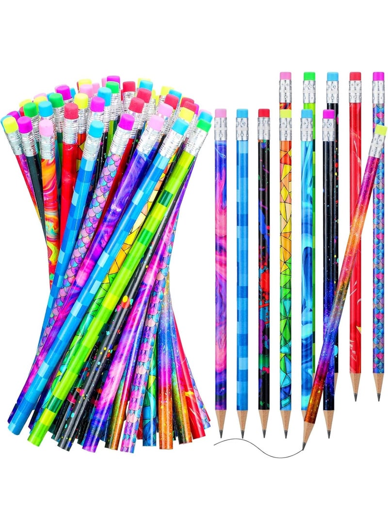 SYOSI Wooden Pencils with Erasers for Kids, Colorful Fun Assortment Pencils for Back to School, Classroom Supplies, Student Rewards, Party Favors and Stationery Gifts, 24 Pieces - Image 1
