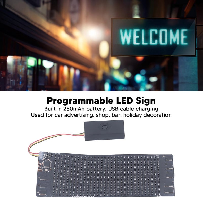 Programmable LED Sign, Flexible Scrolling Screen, 6.7 x 2.8 Inch RGB Display - Bluetooth APP Control, DIY Design Function, Ideal for Advertising and Decorations - Image 2