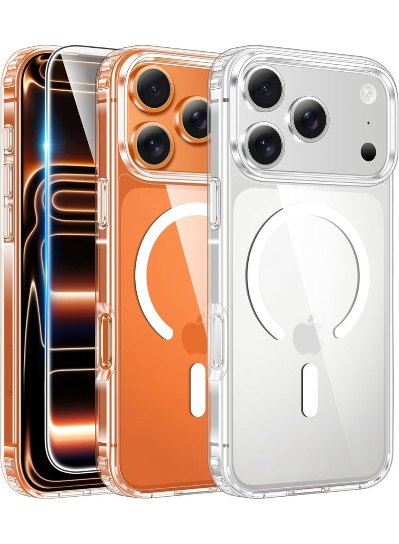 جراب AASHZ لهاتف iPhone 17 Pro Max، شفاف تمامًا بسُمك 1.5 مم، مزود بإطار TPU مقاوم للصدمات، وغطاء حماية رفيع مضاد للاصفرار مع حماية للكاميرا بارزة 2.5 مم وحماية للشاشة بارزة 1.2 مم - Image 1