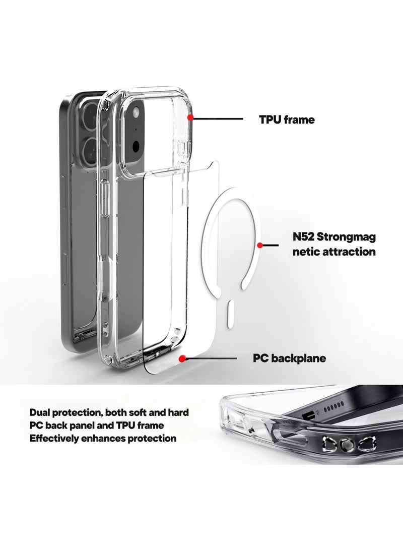 جراب AASHZ لهاتف iPhone 17 Pro Max، شفاف تمامًا بسُمك 1.5 مم، مزود بإطار TPU مقاوم للصدمات، وغطاء حماية رفيع مضاد للاصفرار مع حماية للكاميرا بارزة 2.5 مم وحماية للشاشة بارزة 1.2 مم - Image 2