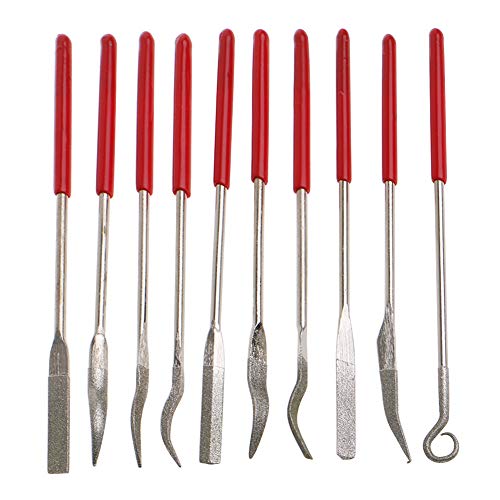 Tvoip 10 Pieces 3x140mm Diamond Mini Needle File Set Hand Tools for Ceramic Glass Gem Stone Hobbies and Crafts Wood and Metal File - Image 1