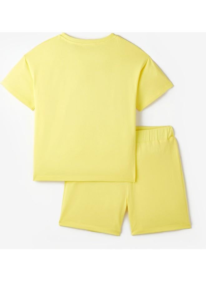 June Girl's Butterfly Printed T-Shirt and Shorts Set - Image 2