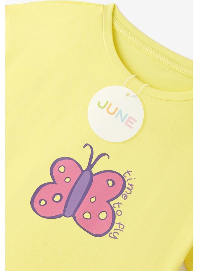 June Girl's Butterfly Printed T-Shirt and Shorts Set - Image 4