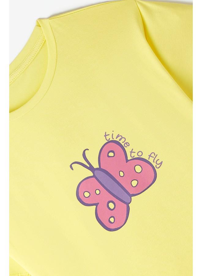 June Girl's Butterfly Printed T-Shirt and Shorts Set - Image 3