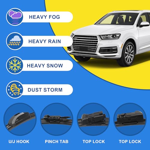 SIMPWIBLD 3 Factory Wiper blades Replacement For 2017-2022 Mazda CX-9/CX-5 Original Equipment Replacement Windshield Wiper Blades Set 24"+18"+14" (Set of 3) Top Lock - Image 3