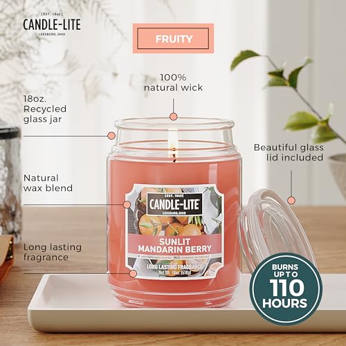 Candle-lite Scented Candles, Sunlit Mandarin Berry, 18 oz Jar, Proudly Poured in The USA, Aromatherapy Candle, Single-Wick with 110 Hours of Burn Time, Perfect for Creating a Refreshing Ambiance - Image 2