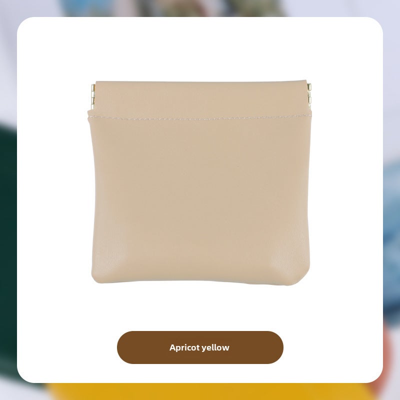Automatic Closure Mini PU Organizer Case Apricot yellow 
