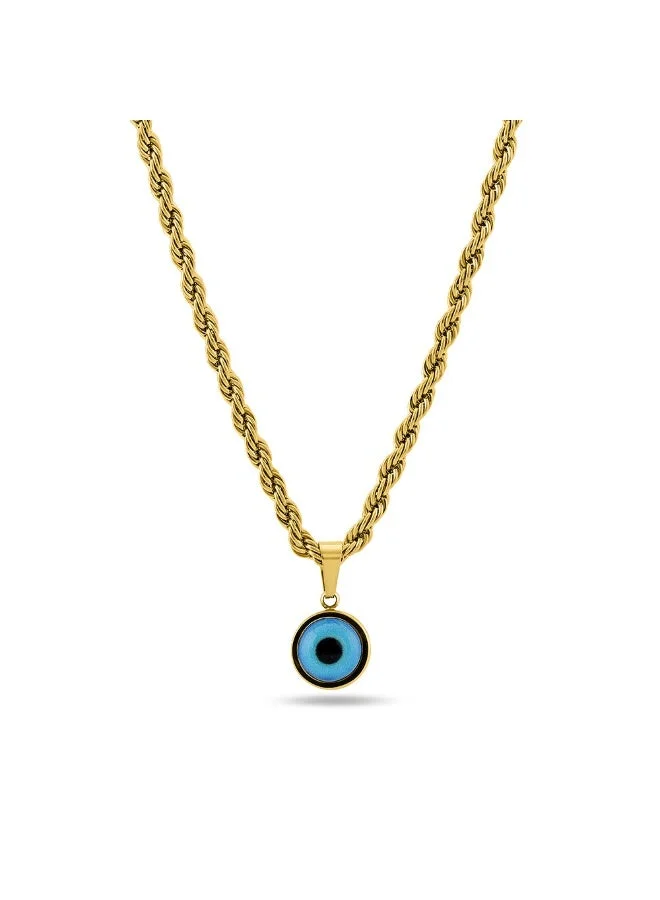 PALMONAS 18k Gold Tone Plated Evil-Eye Spiral Necklace
 for Women