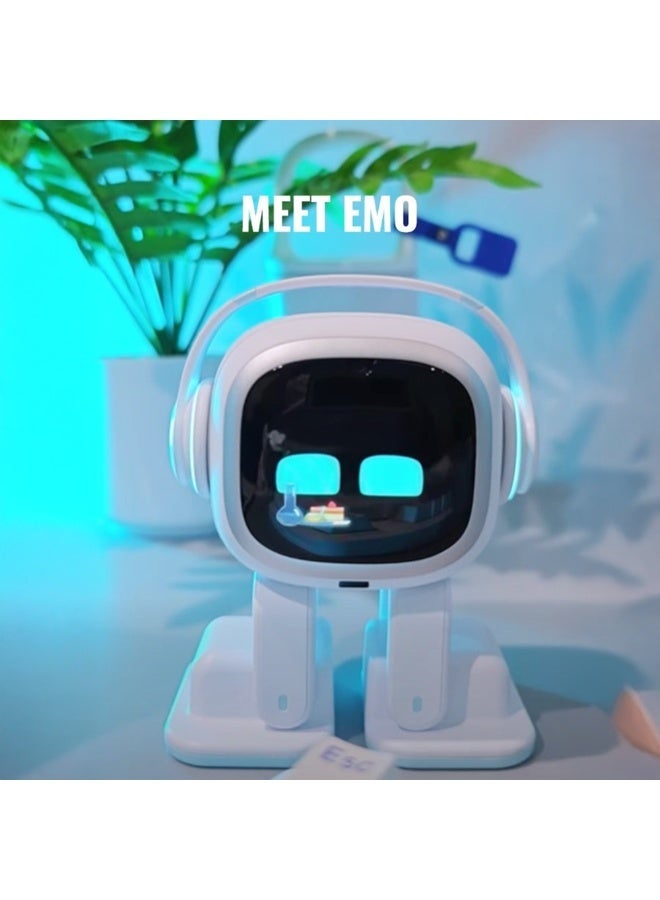 LIVING.AI EMO Robot Desktop Pet Companion (Skateboard-White) | AI