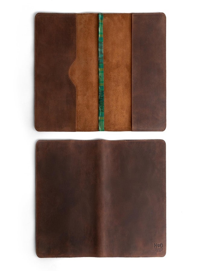 Hide & Drink Rustic Leather Refillable Journal Cover for Moleskine Cahier XL (7.5 x 9.75 in.) w/Típico Strap Handmade by Hide & Drink :: Bourbon Brown - Image 4