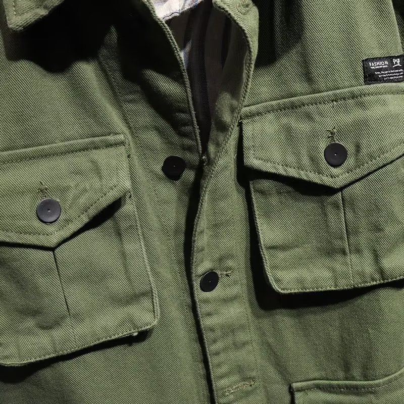 Heavy Washed Multi-Pocket Trendy Brand Casual Workwear Jacket Men's Loose Spring and Autumn Top Japanese Jacket Men's Wear - Image 4