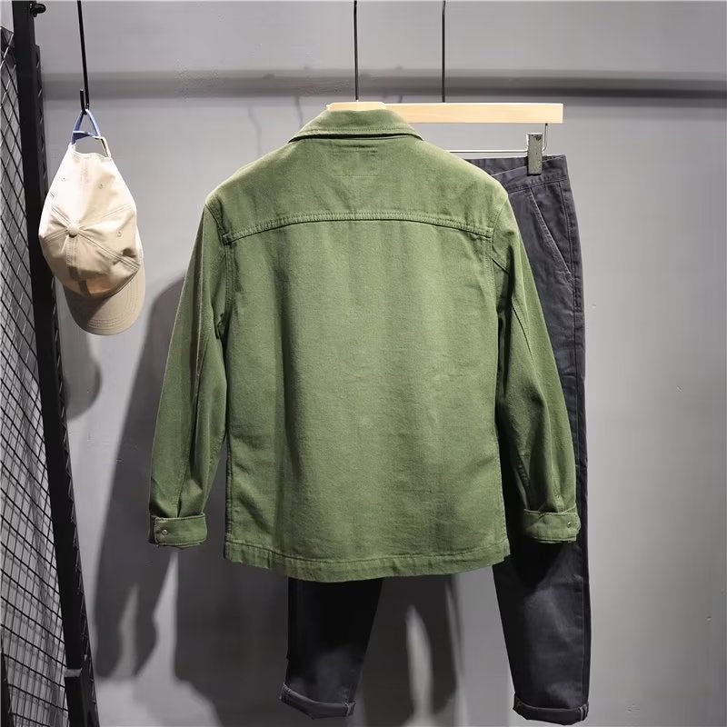 Heavy Washed Multi-Pocket Trendy Brand Casual Workwear Jacket Men's Loose Spring and Autumn Top Japanese Jacket Men's Wear - Image 3