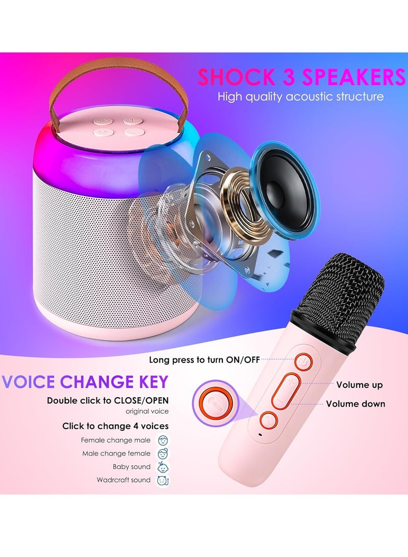 Mini Karaoke Machine with 2 Wireless Microphones for Kids Adults, Portable Bluetooth Speaker Toy for 2-12 Years Old Girls and Boys, Perfect for Birthday Gift and Home Party - Image 5