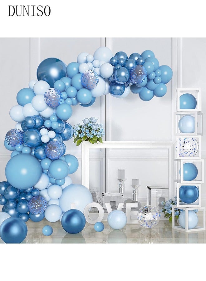 DUNISO Blue Balloons Garland Arch Kit 106 Pcs 5/10/12/18 Inch Blue Latex Balloons Set For Baby Shower Wedding Birthday Party Background Decorations School Opening Ceremony - Image 4