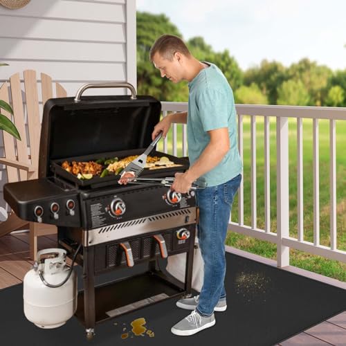 TOHONFOO 70 x 48 in Grill Mats for Outdoor Grill Compatible with Blackstone 28in & 36in Griddle, Fireproof Griddle Mats for Grilling to Protect the Deck, Griddle Accessories Compatible with Blackstone - 0.6mm - Image 2
