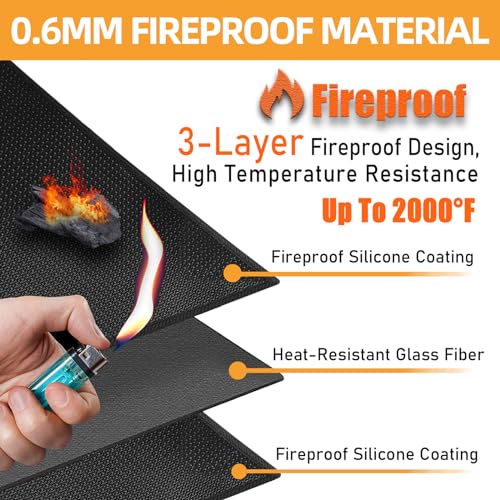 TOHONFOO 70 x 48 in Grill Mats for Outdoor Grill Compatible with Blackstone 28in & 36in Griddle, Fireproof Griddle Mats for Grilling to Protect the Deck, Griddle Accessories Compatible with Blackstone - 0.6mm - Image 3