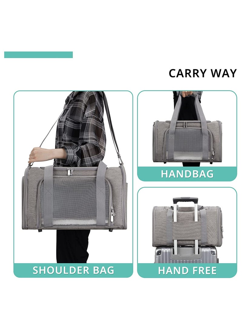Cat Carrier Pet Dog Collapsible Carriers with Removable Fleece Pad Airline Approved for Soft Sided Travel Medium Puppy and Cats up to 15lbs 45*30*30cm - Image 4