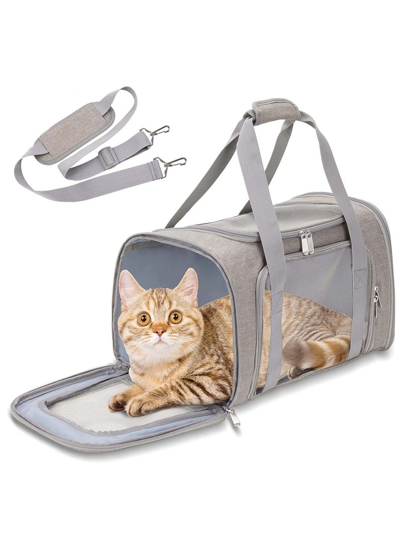 Cat Carrier Pet Dog Collapsible Carriers with Removable Fleece Pad Airline Approved for Soft Sided Travel Medium Puppy and Cats up to 15lbs 45*30*30cm - Image 1