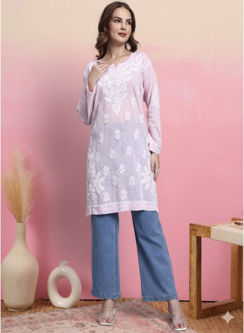 الايا كرتي قطن مطرزة يدوياً بشيكانكاري للنساء - Image 1