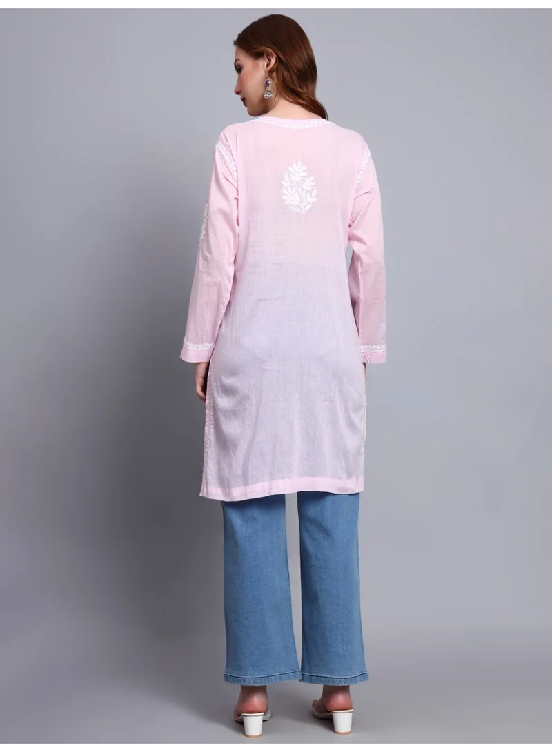 Alaya Pink Women Hand Embroidered Chikankari Cotton Kurti -AL3685 for Women | Best Price UAE