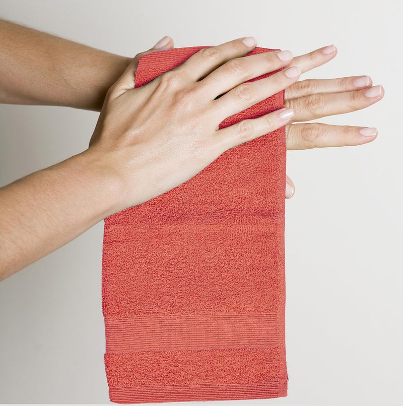 Softolle 100% Cotton Washcloths 24 Pack (12x12 Inches) Soft, Highly Absorbent Washcloth, Face Towels, Wash Cloths for Face, Ring Spun, Bulk Pack (Coral) - Image 4