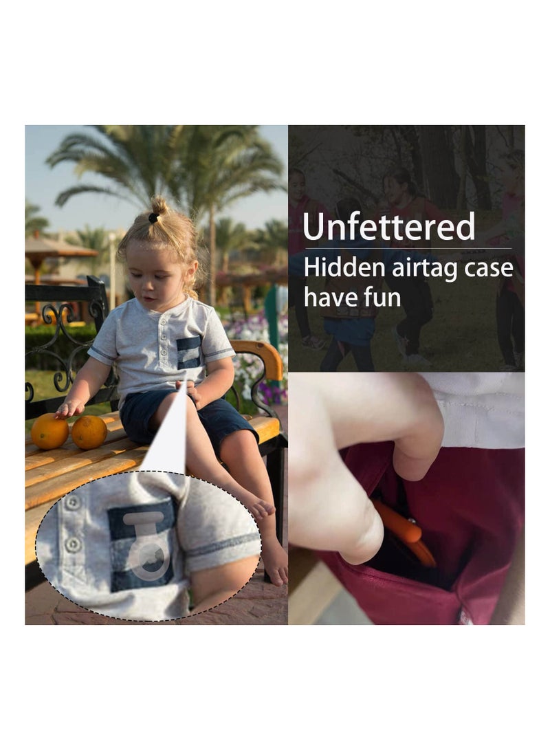 SOLARAE 4-Pack Silicone AirTag Holders for Kids with Invisible Pin - Protective Cases for Clothing, Backpacks, and Luggage (Black, Gray, Navy, White) - Image 2