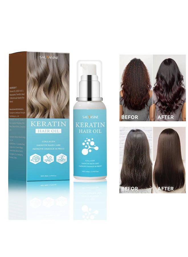 SAUVASINE keratin hair oil, Treatment for Frizzy, Dry & Damaged Hair - Nourishes and Repairs Hair for Shine and Softness - Image 1